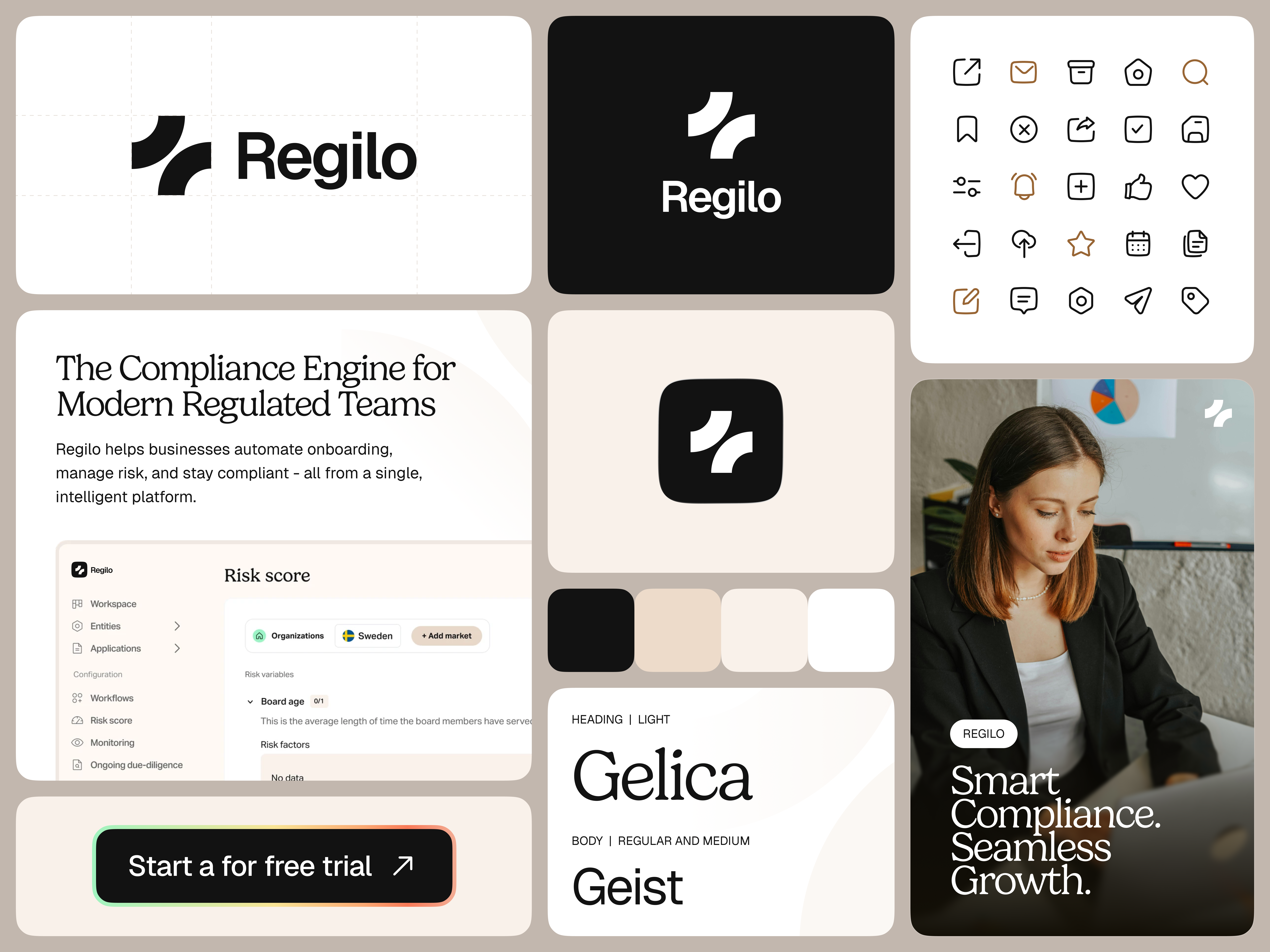 Regilo | RegTech & Fintech | Bento Branding bento brand brand guidelines brand identity brand sign branding clean ui dashboard fintech graphic design identity logo minimal saas startup typography ui ui design web design