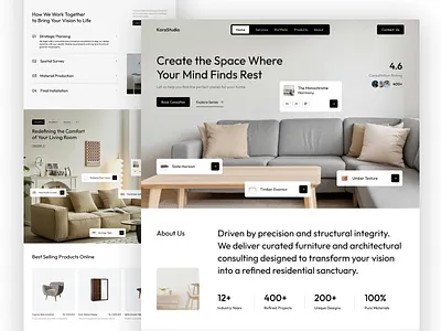 KoraStudio - Furniture E-Commerce Website Desain desain furniture minimalist ui uiux website