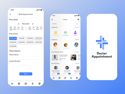 Doctor Appointment Application app app development app design appdesign mobileappdesign branding design graphic design illustration logo ui ux