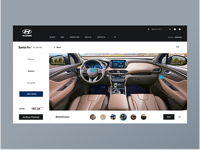 Hyundai Auto Georgi - Web UXUI atuo auto interior automobile buy car car car interior car website cars clean drive hyundai hyundai website minimal minimalistic select interior test drive ui ux web design website