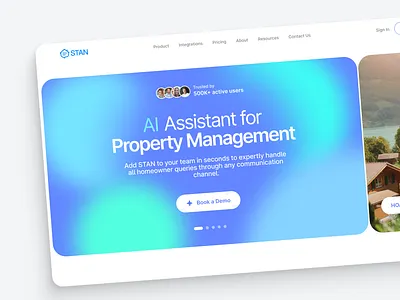 Stan | AI Assistant for property management 🤖 ai ai assistant banner branding cta design agency landing page logo management platform design property real estete redesign ui uiux design ux website design