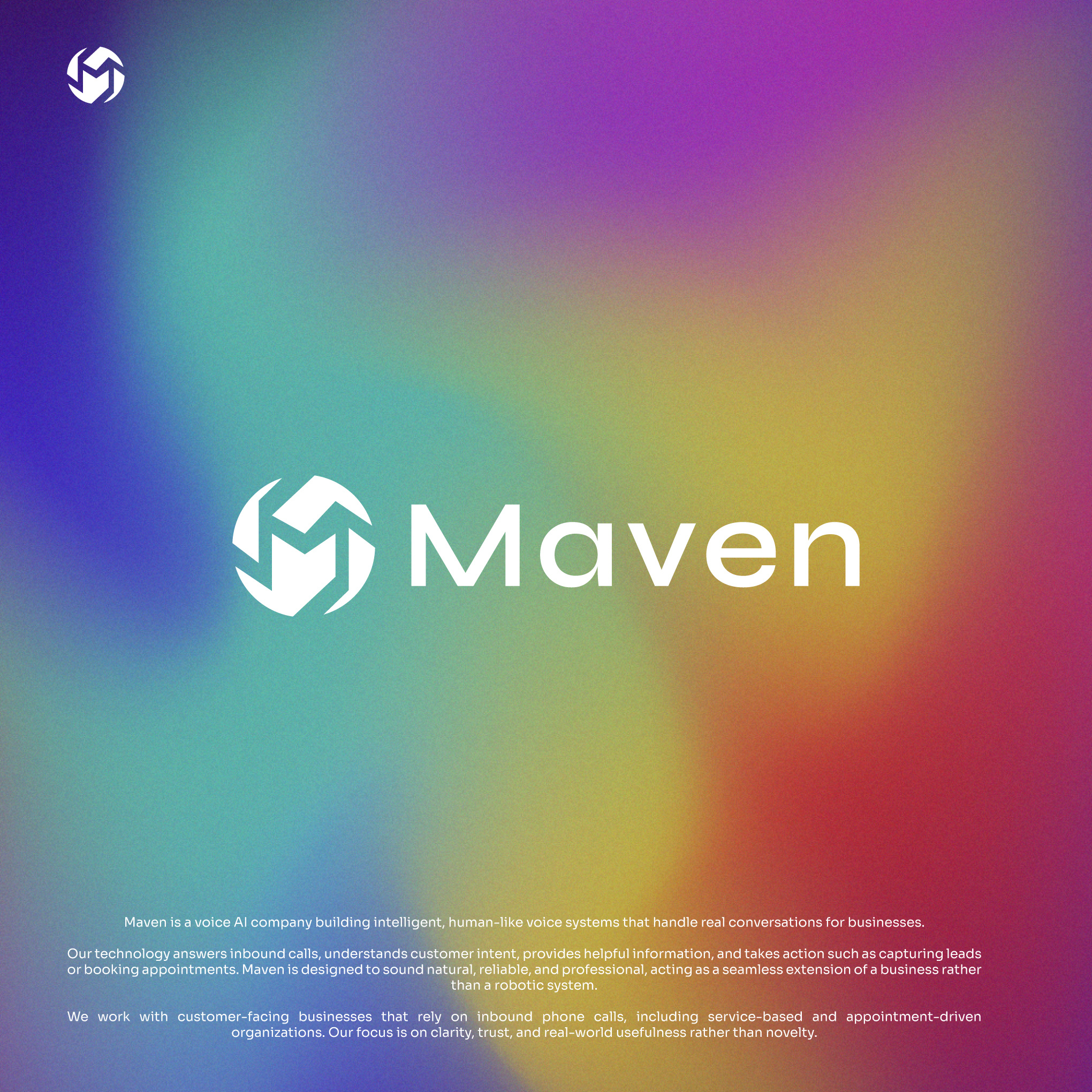 Maven – Voice AI Logo | Modern Minimalist Logo ai artificial intelligence brand guidelines brand identity branding color palette corporate identity digital branding figma gradient illustrator logo logotype minimalist modern logo saas startup branding tech branding visual identity voice ai