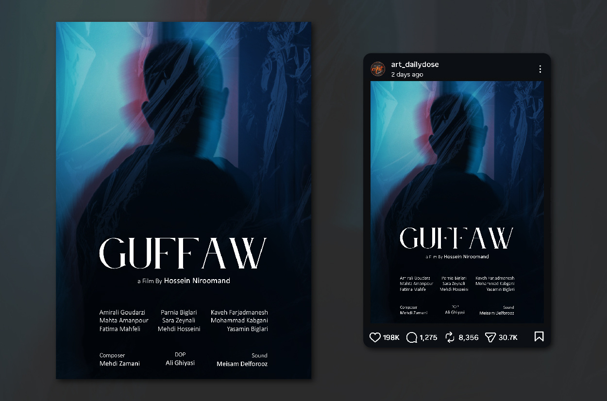 Guffaw Film Poster adobe adobe creative suit artistic artwork branding dark design film poster graphic design graphic designer layout design photoshop poster