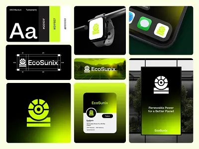 EcoSunix - Solar Energy Company Logo Design brand identity branding eco brand ecosunix energy logo green energy green tech logo logo design modern logo renewable energy solar energy solar energy logo solar panel solar power logo solar tech logo sun solar visual identity