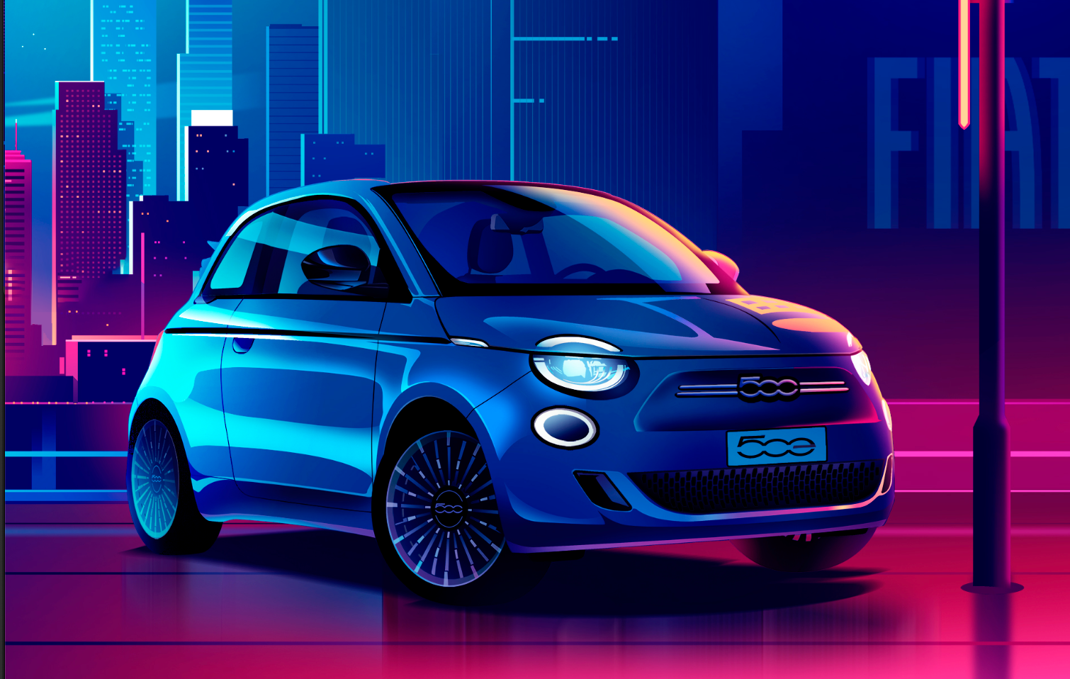 Fiat japan Calendar automotive brandillustration calendar editorial editorialillustration fiat500 fiatjapan gradients iconic illustration japan neon neonskyline skyline tokyo