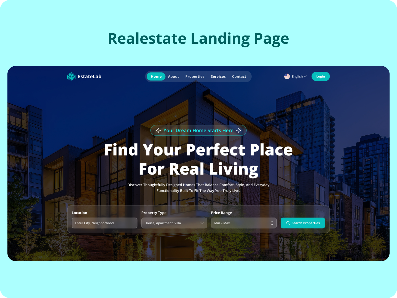 Estatelab - Realestate landing page figma template banner branding building business figma website home home page landing page realestae ui website