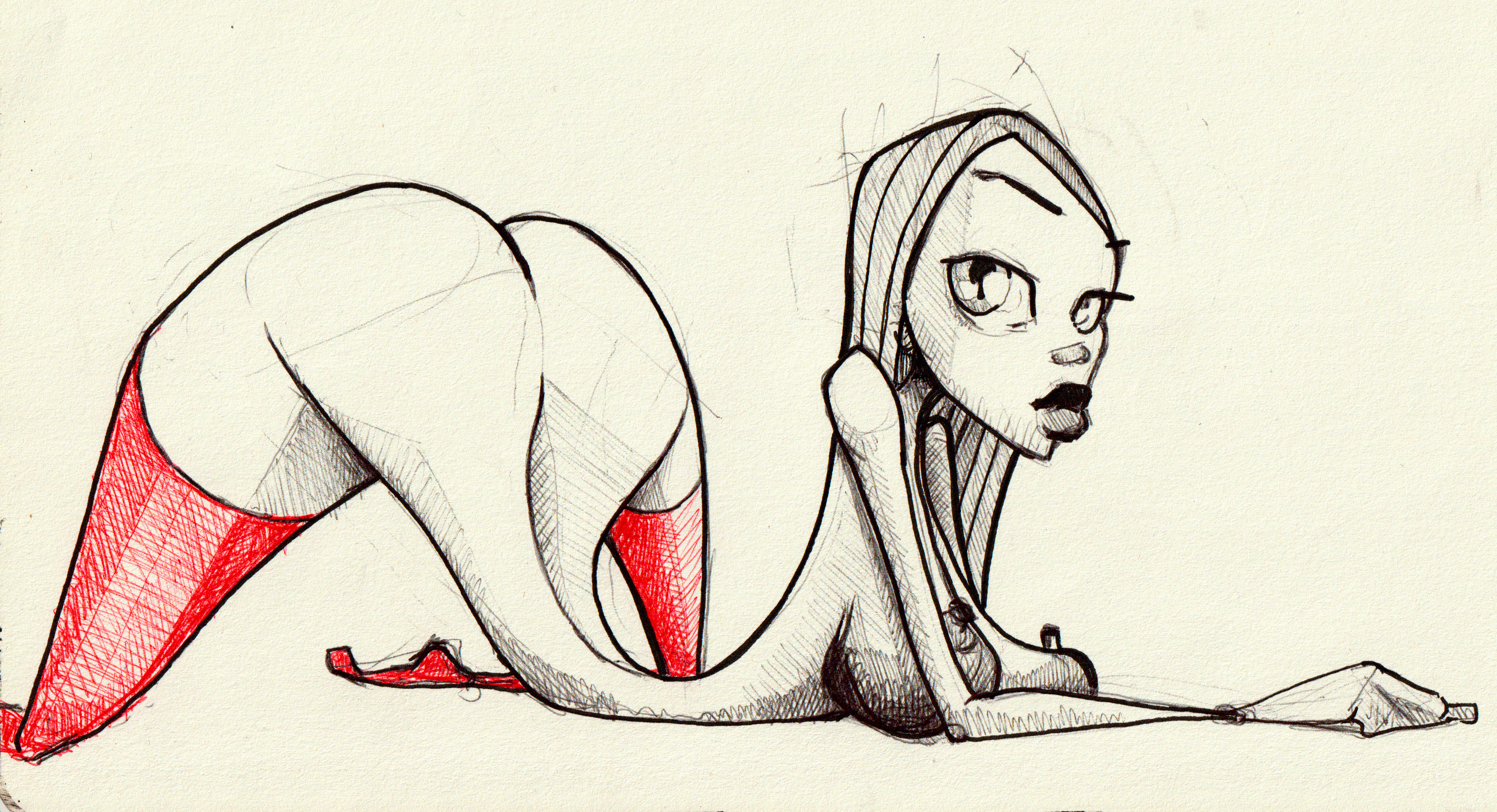 Kirsten drawing girl illustration marker nude pendrawing