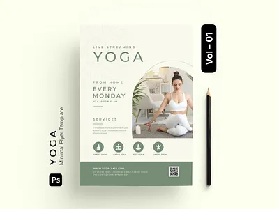 Yoga Flyer Design Template – Vol 01 corporate creative flyer multipurpose nature print ready professional promotion relax simple spa sport template yoga