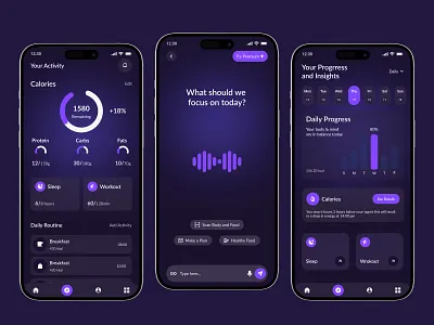 Al Health Coach Mobile App ai ai app app app design app ui design fitnessapp health app mobile app ui ui design