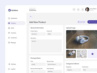 SellMate — Ecommerce Management Dashboard add product admin dashboard dashboard design dashboard uiux design system ecommerce figma design insert product page interaction design product add screen product design product page design saas ui design uiux ux design ux ui webapp