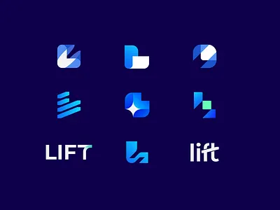 Lift logo concepts arrow branding dental growth identity initial l l letter letter l lettermark lift logo monogram scale software tech technology tooth up uplift