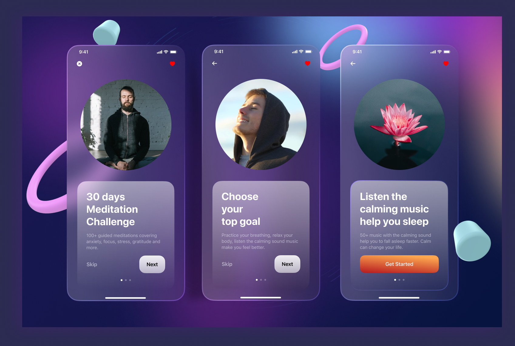 🧘 Meditation App Onboarding, UI/UX Concept app design figma meditationapp mobile app design onboarding app design product design ui ux ui ux design visual design web app design