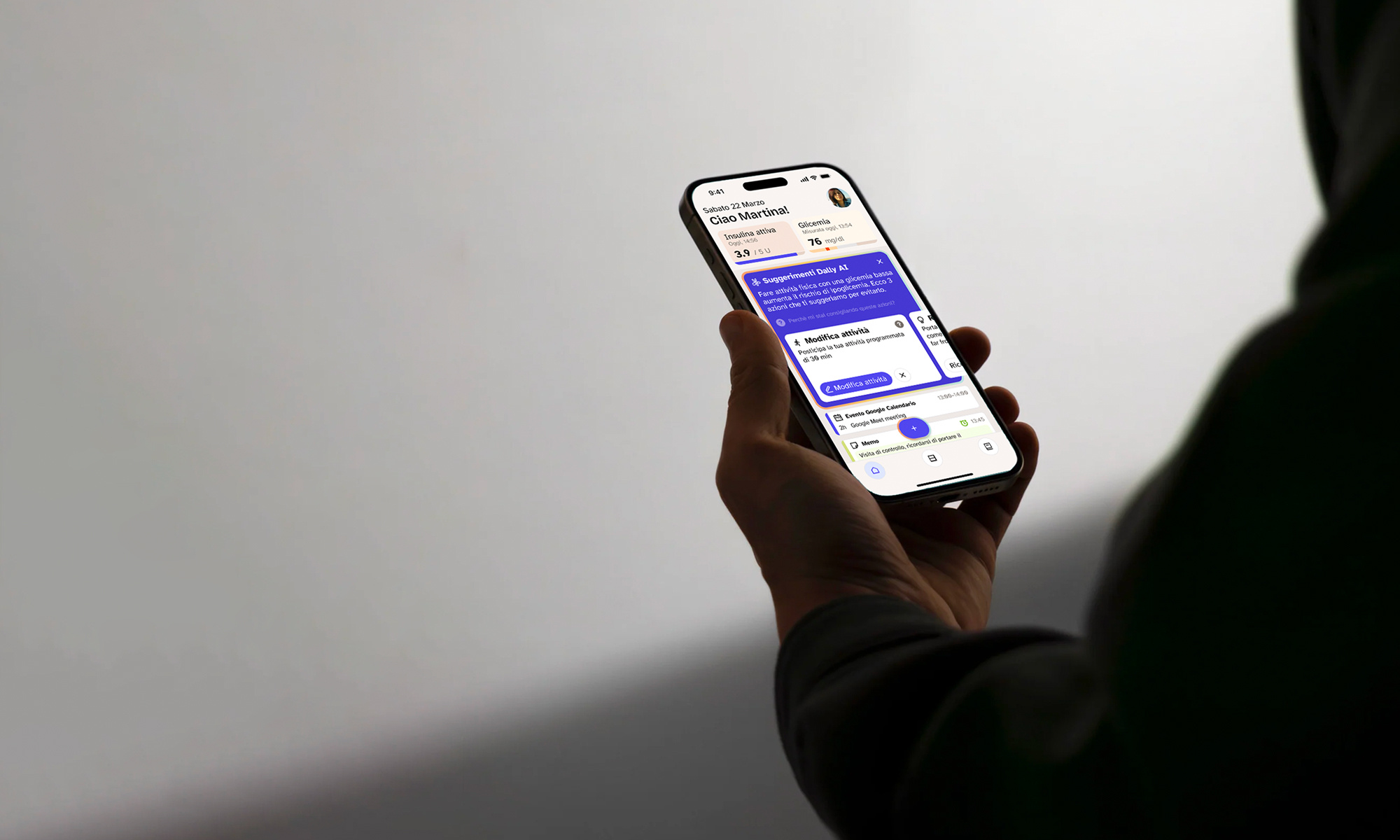 Example of Dally: your ally against diabetes mobile app