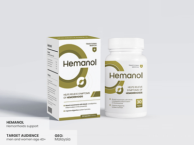 HEMANOL PACKAGING DESIGN branding design drawing graphic design hemorrhoids illustration logo packaging supplement typography