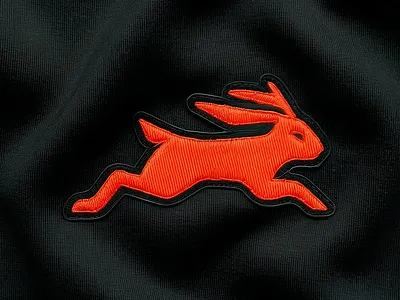 Red Rabbit Nine Trail Running Club branding club design geometric graphic design icon illustration logo mark patch rabbit red runner running trail vector