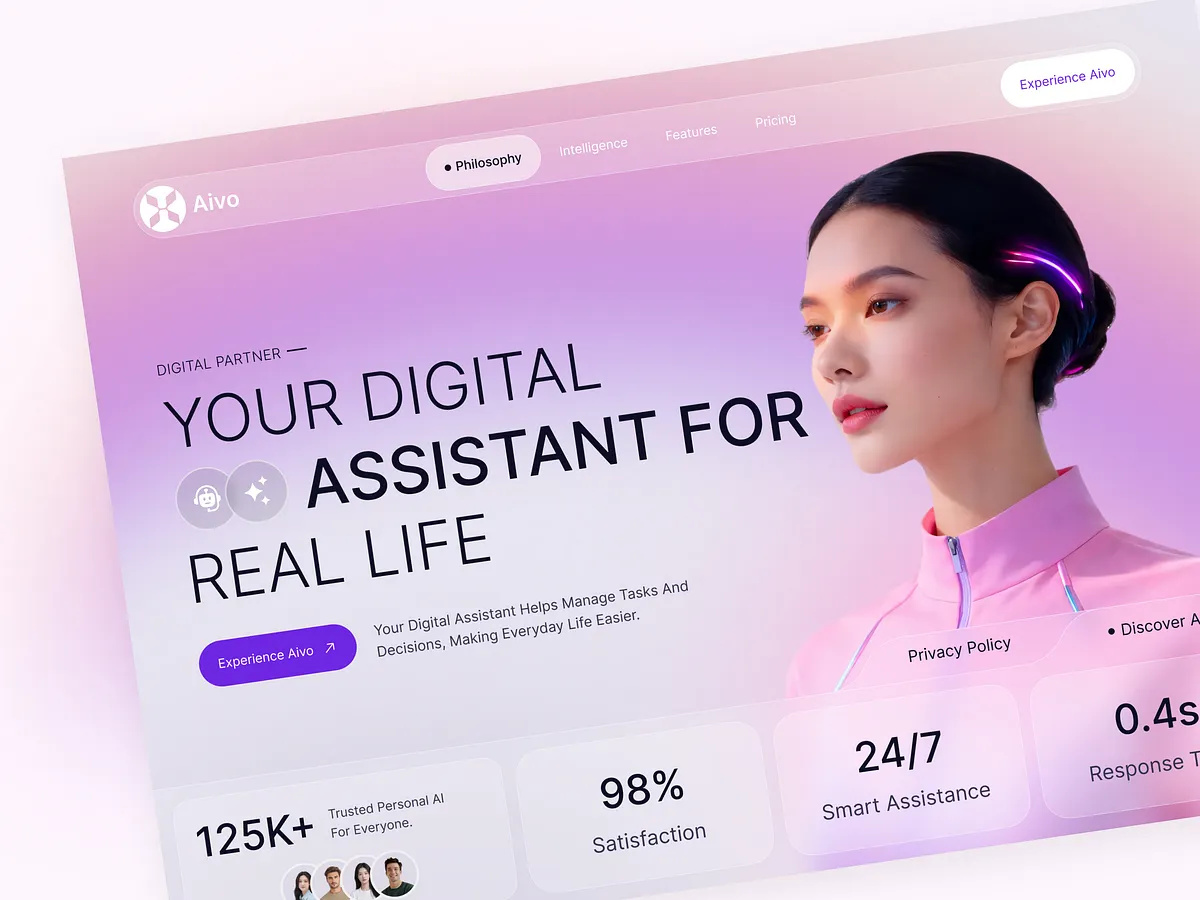 Example of Personal AI Assistant Website Design