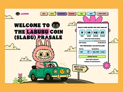 Degen Labubu Coin Meme 3d animation graphic design ui