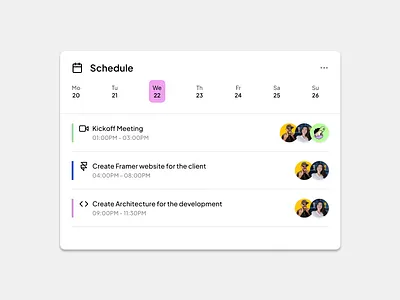 Schedule Card - Design Hallows cards dashboard figma ui ux