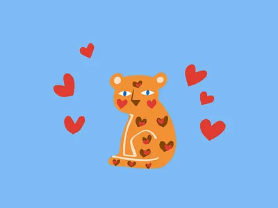 Valentine's day cute design flat illustration hand drawn hearts illustration leopard love minimal romance valentine valentines day vector wild