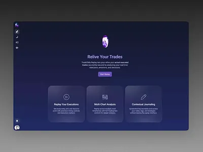 Trade Replay - Empty state broker coinbase dark mode dashboard enterprise finance fintech investing investment minimal money platform product design robinhood saas software stocks trade trading web app