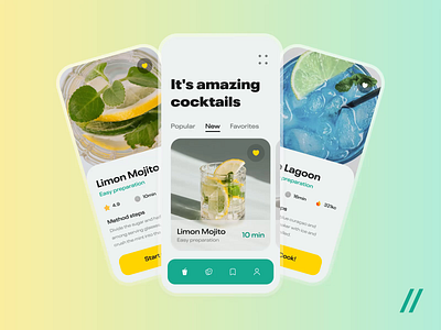 Flow for Cocktail Recipe App animation app graphic design motion graphics ui