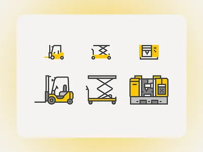 🏗️ Minimal vs Detailed / Industrial Icons branding cnc design forklift graphic design icon icon set iconography illustration industry line art manufacturing minimal scissor lift ui vector
