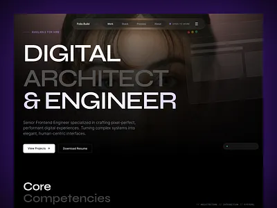 FolioBuild Hero Section clean ui digital digital architect engineer frontend design futuristic header hero homepage landing page minimal porfolio section ui uiux ux web design web designer website