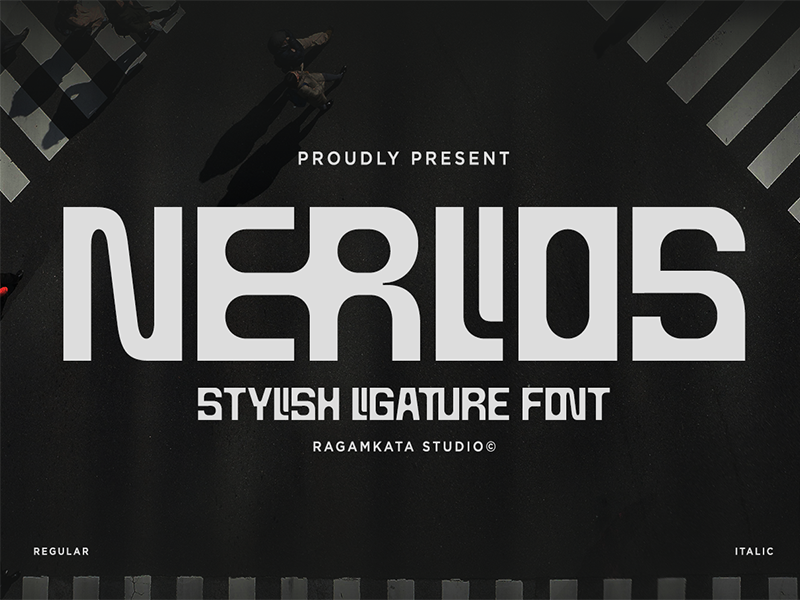 Nerlios – Stylish Ligature Font branding experimental font fonts futuristic geometric headline ligature logo modern display modular stylish tech typography unique