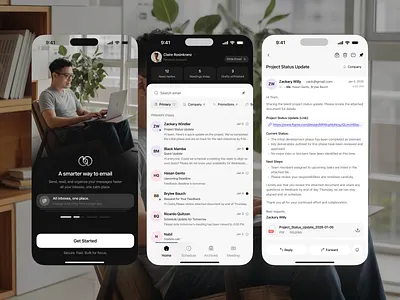 Notexa — Email Mobile App app app interface app ui card clean design email email client ios app mail mail app massage mobile mobile app product design start up ui ui app design uiux ux