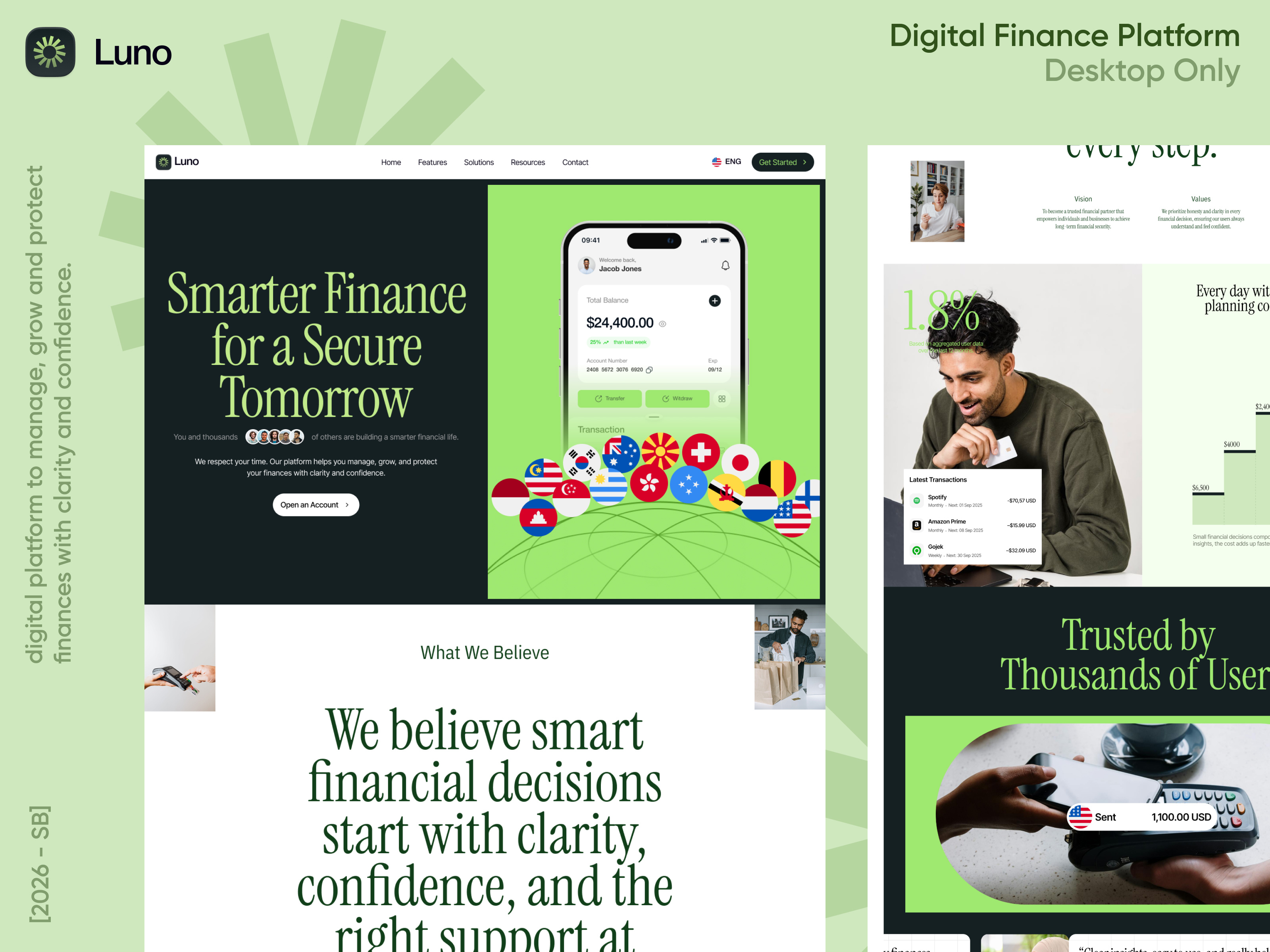 Luno - Digital Finance Platform Application application digital elementor finance financial fintech framer investment landing page saas startup technology transfer ui webflow website wordpress