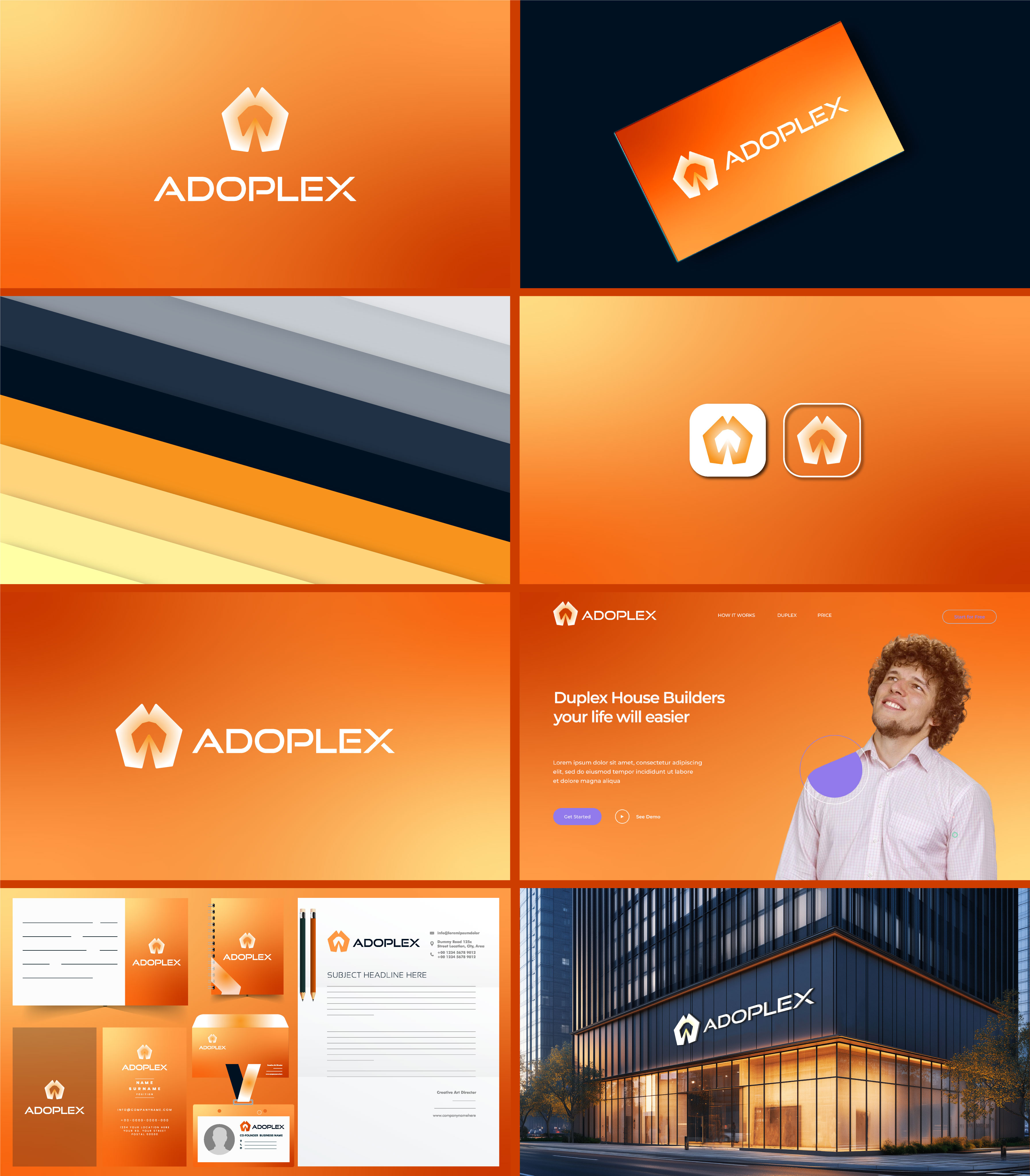 Adoplex Real Estate Brand Identity Design a logo a mark apartment logo brand identity brand identity design branding branding design building branding building logo duplex house logo graphic design home branding home logo letter logo logo logo identity logos print real estate brand identity real estate logo