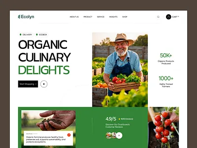 Ecolyn - Organic Farm UI Website Landing Page Design agriculture clean design farm fresh landing page minimalist modern organic ui web website