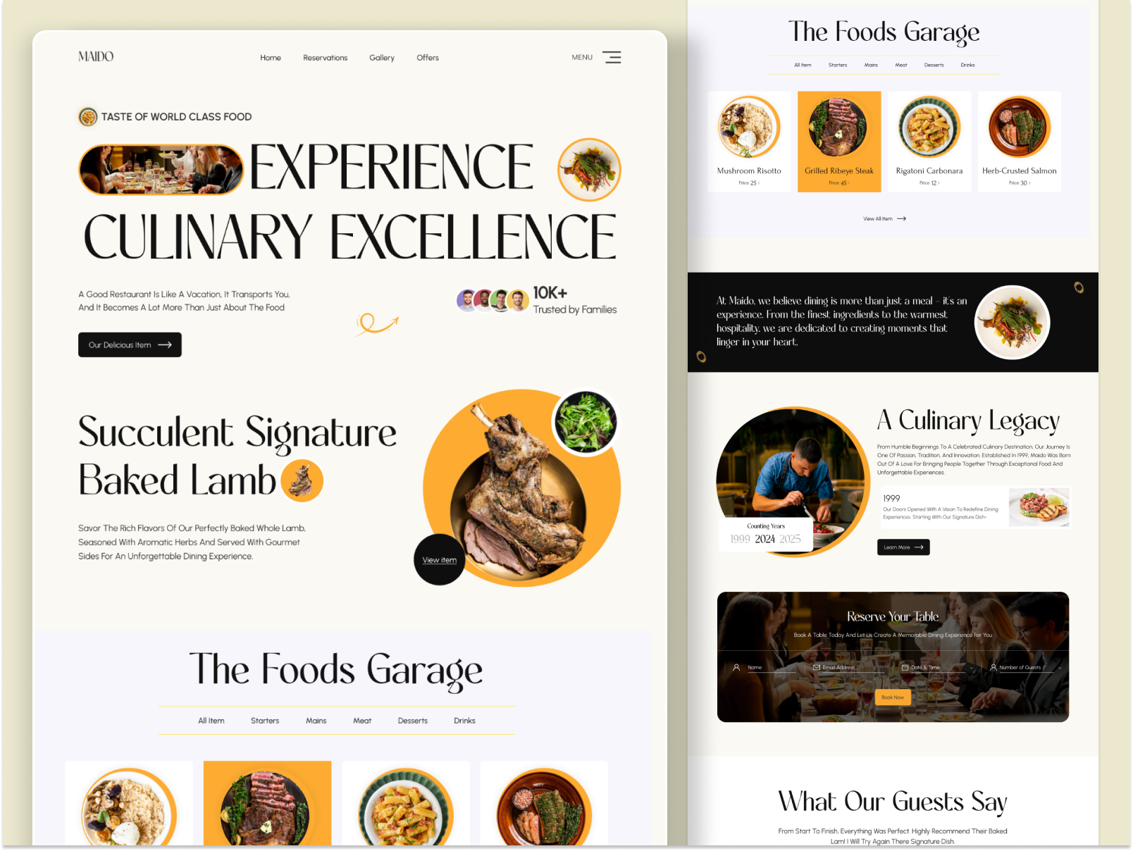 Maido - Restaurant Website Design culinary website dribbble shot food food and drink food ordering website food web food website design homepage landing page modern restaurant ui raddito agency restaurant restaurant home restaurant landing page restaurant web design restaurant website ui ux design webdesign website ui