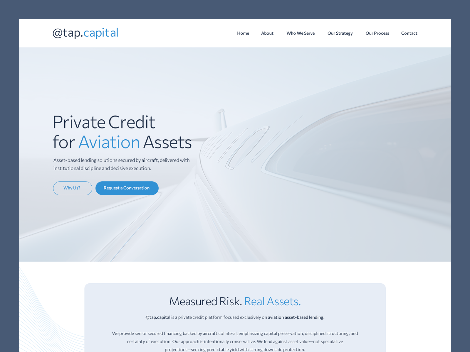 @tap.capital // Web Design aircraft asset aviation credit finance financial invest investment lending private credit web design