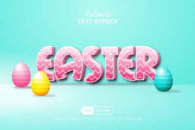 Easter 3D Text Effect Style 3d colorful design easter editable effect egg font holiday illustration letter lettering modern text typography