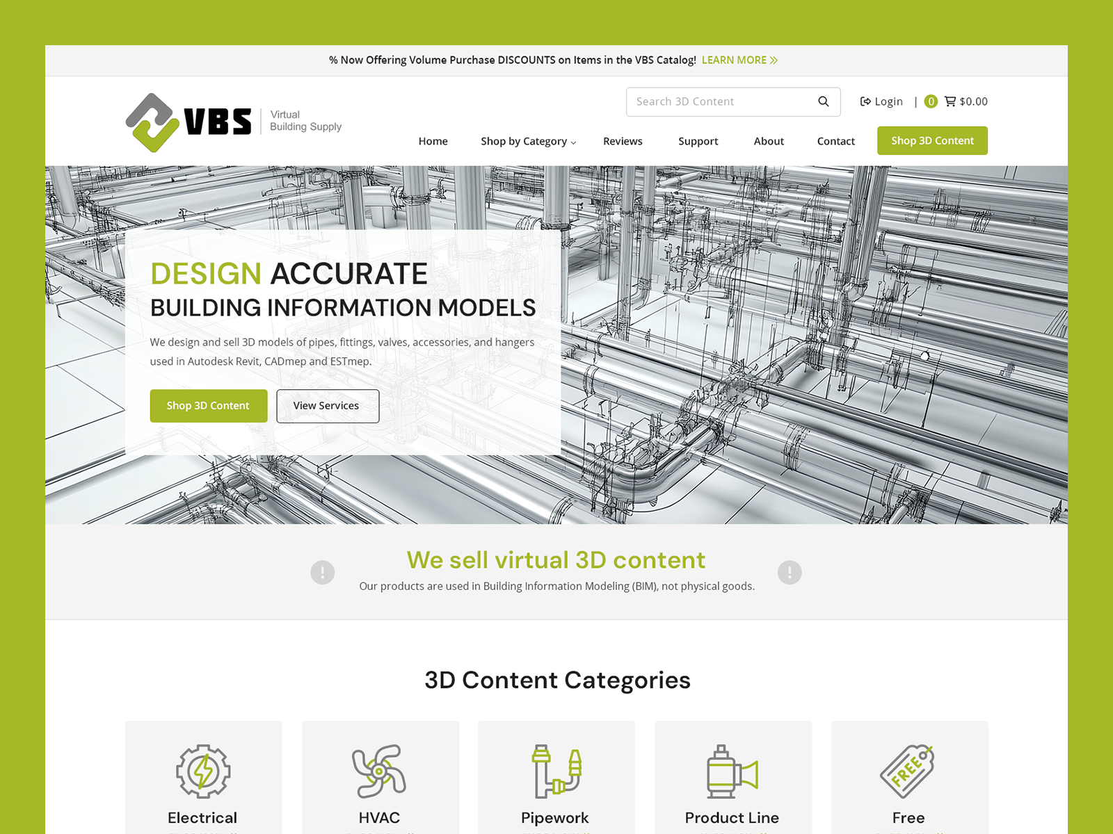 Virtual Building Supply // Web Design 3d model ecommerce electrical hvac manufacture pipework retail virtual web design