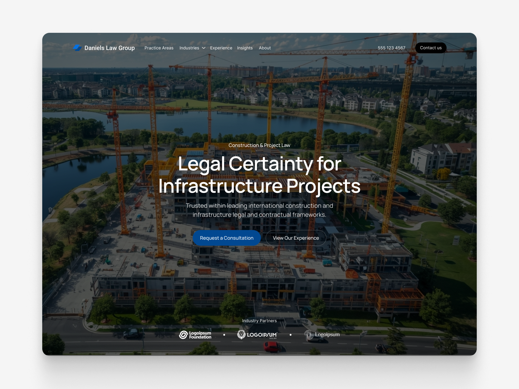 Construction & Infrastructure Law Website Hero Section design figma ui web web design