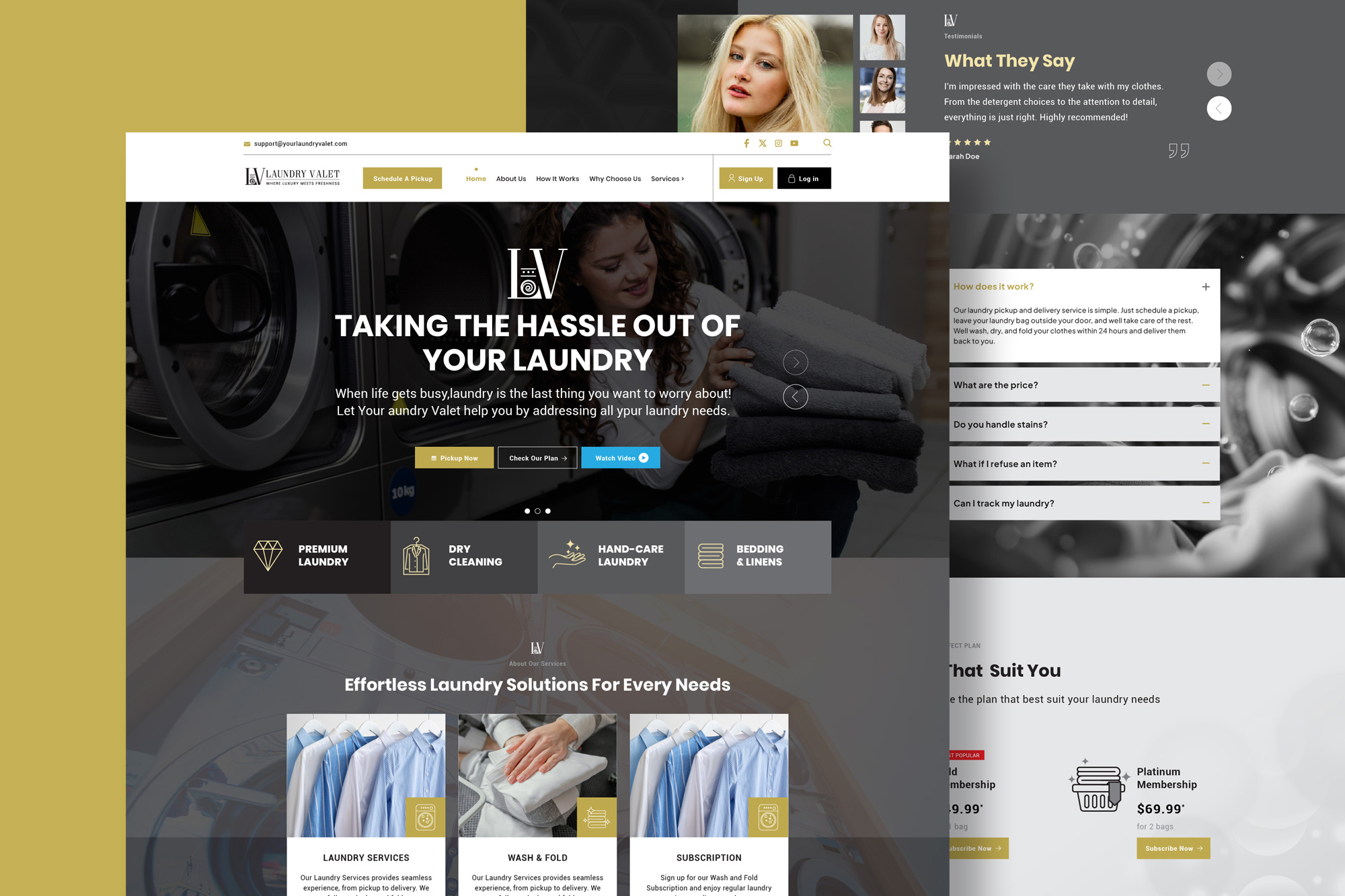 Laundry Service Homepage Design clean creative design exclusive graphic design homepage design laundry service local business modern premium professional service business ui design valet service web design website landing page