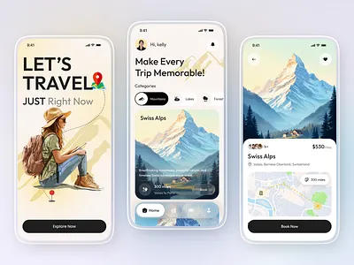 Travel App UI Design — Book Dream Destinations app design booking app explore destinations ios app minimal design mobile mobile app mobile app design tourism app travel app travel booking travel ui trip planner ui ux design vacation app