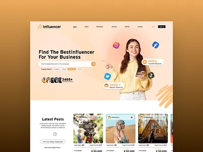 Influencer Marketing Platform Website UI branding business platform creator economy digital marketing influencer marketing influencer platform influencer website landing page marketing website marketplace modern website responsive design saas website social media marketing startup website ui design user experience ux design web design website ui