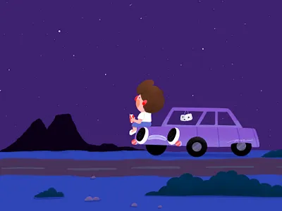 More to lose car cartoon character color cute design illustration landscape night simpsons sky stars