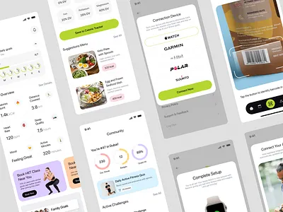 Fitness & Nutrition Companion App app design health mobile app design mobile app ui mvp design product design ui ux wellness