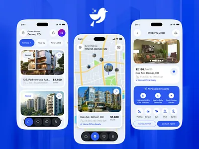 Real Estate App UI: AI-Powered Home Finder ai app design ai assistance ai chatbot ai insights dreamhome househunting listing map listing mobile app design property property listing property management property marketing property search propertysearch real estate app real estate design rental residence uiux