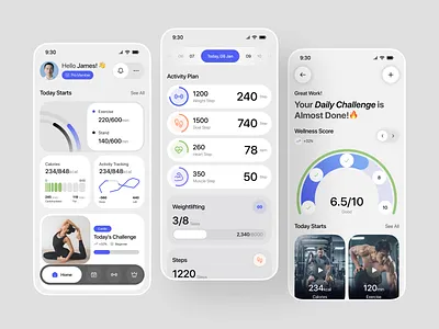 Fitness & Wellness Startup — App Design app app design challenge daily achievments exercise app fitness app fitness challenge habit app habit challenge healthcare app ios minimal fitness app mobile mobile app mobile ios app mobile ui ui user data wellness app workout app