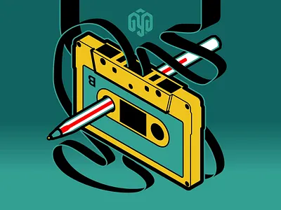 CassetTOTE IV 70s 80s adobe illustrator cassette consistency crossover isometric isometric art loop music music tape product design rollerpoint pen systematic design technical drawing technical graphics technical illustration tote bag vector graphics
