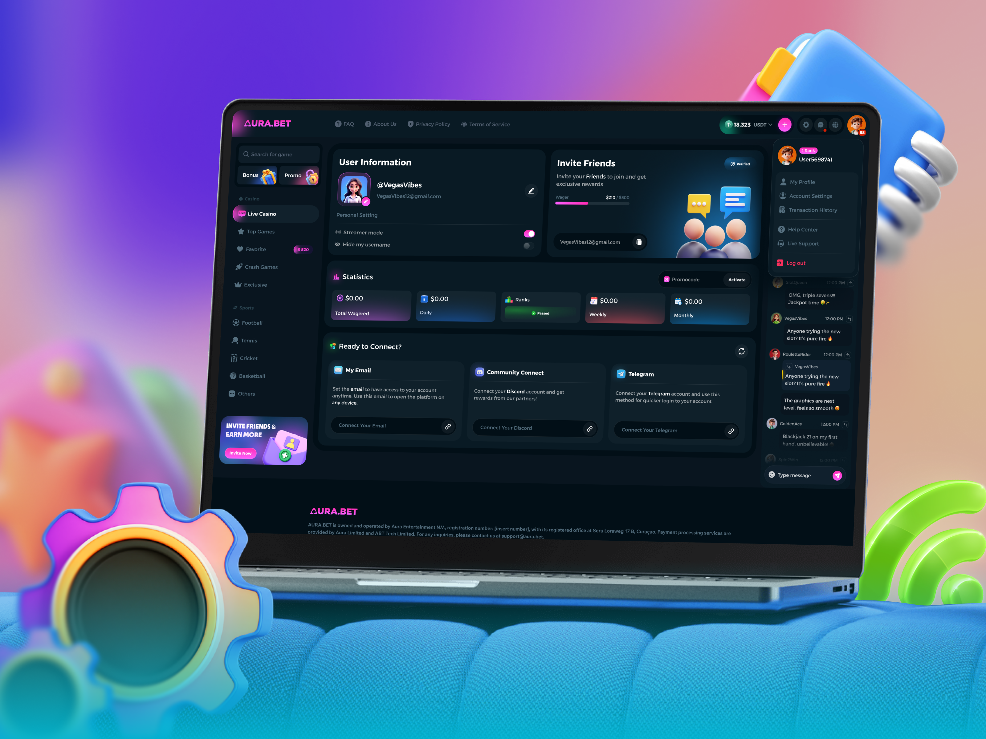 Casino User Profile betting casino casino interface casino profile casino website gambling gambling website gaming gaming profile gaming website online casino profile settings settings page user user profile web website