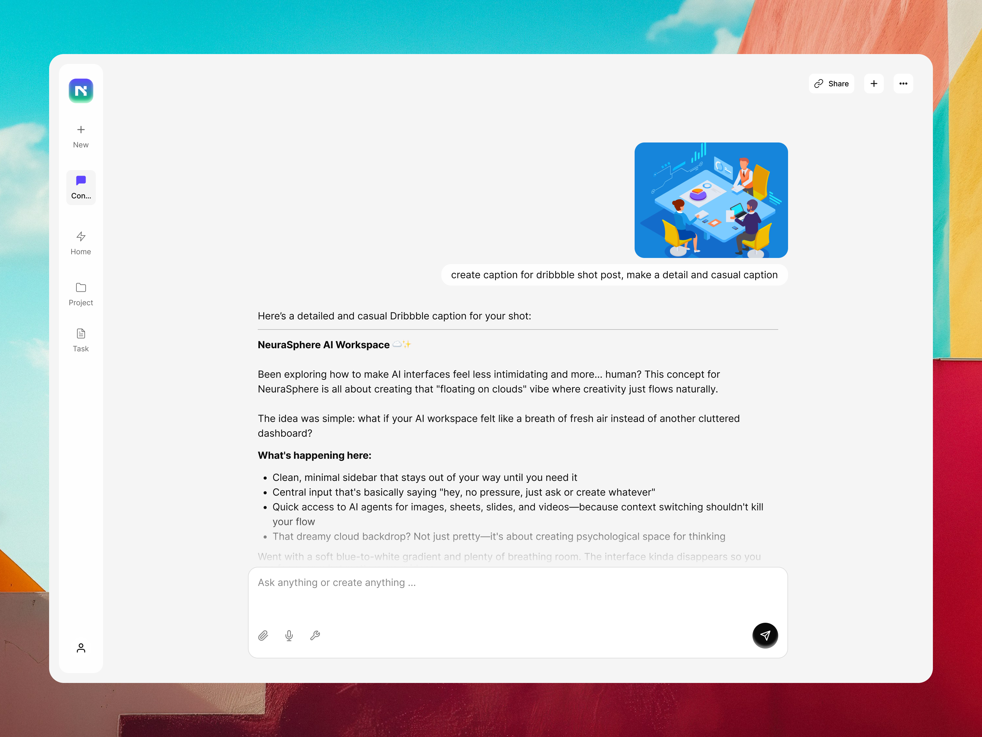 NeuraSphere AI Workspace - Text Generated ai generated ai workspace ui ui design web design website