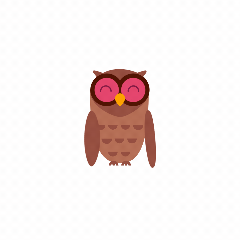 Harvey the Owl 2d animation adobe after effects amy wheelhouse animal animation awheelinmotion branding character animation gifs loops motion design motion graphics owl playful rigging