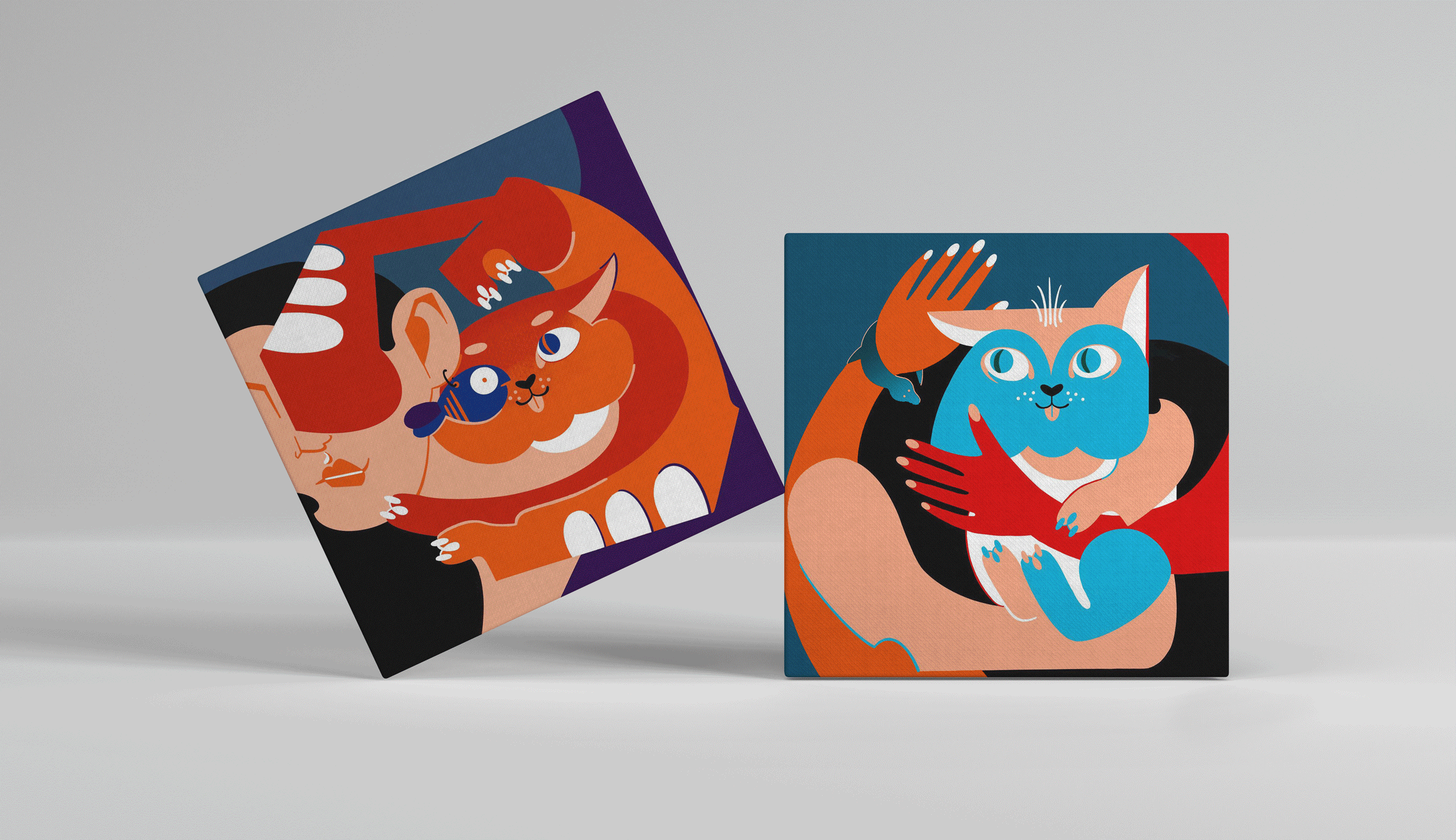 Four Cat Acrylic Paintings — KORMOTECH Office acrylic acrylic painting animation art artwork canvas fine arts illustration painting paintings series of paintings
