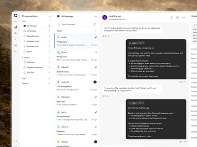 AI Customer Service - Dashboard ai ai agent ai integrations crm customer service customer service dashboard dashboard dashboard for ai agent integrations modern nocode product design saas saas dashboard ui ux web app